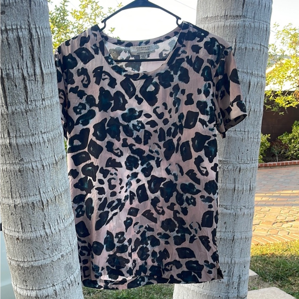 All Saints Pink Boxy Short Sleeve Tee